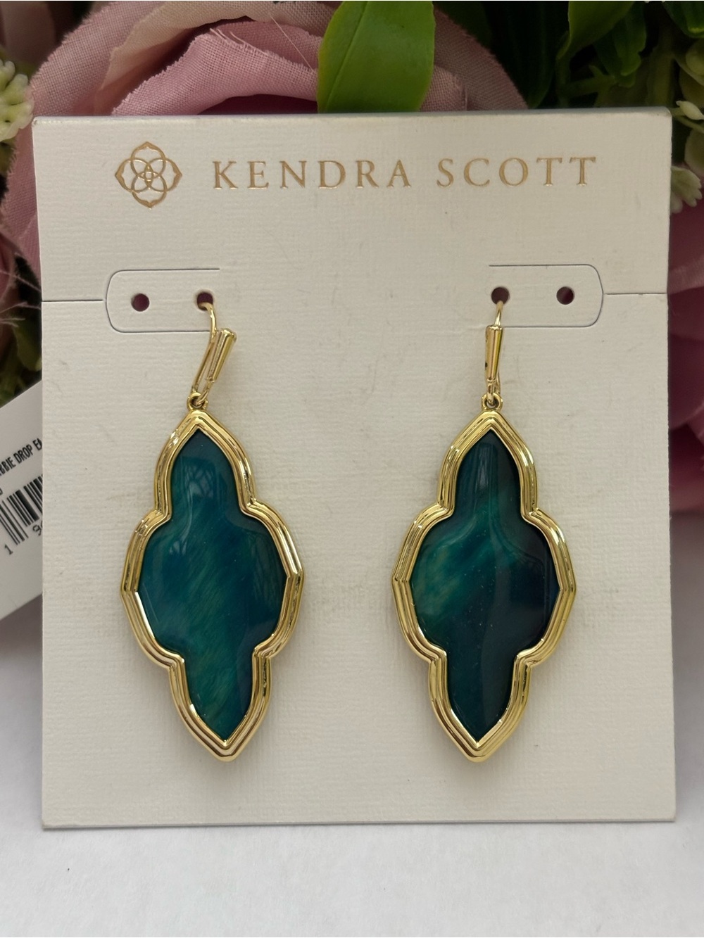 NWT Kendra Scott Framed Abbie Drop Earrings in Gold Teal